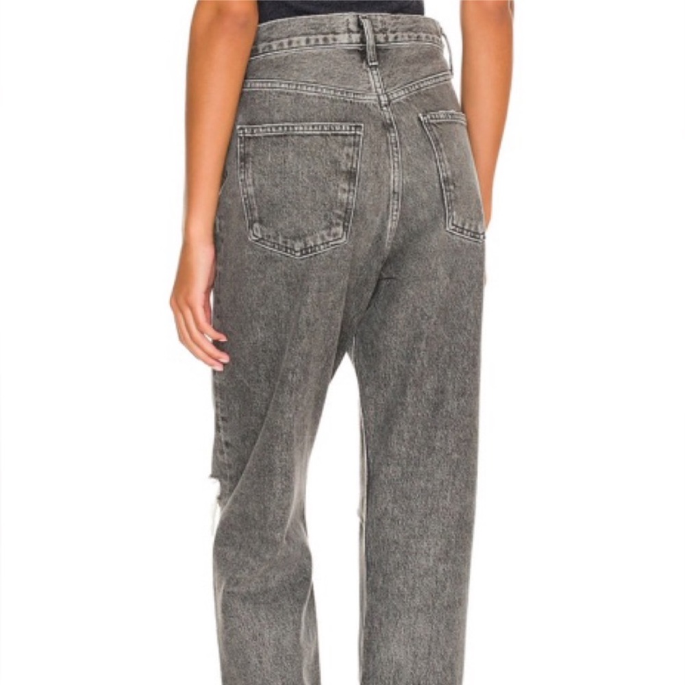 Agolde 90’s Mid Rise Loose Jeans Washed Black Ripped Denim - Picture 3 of 6